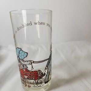 1978 Holly Hobbie Happy Talk Glass Fun is Doubled When You Share It